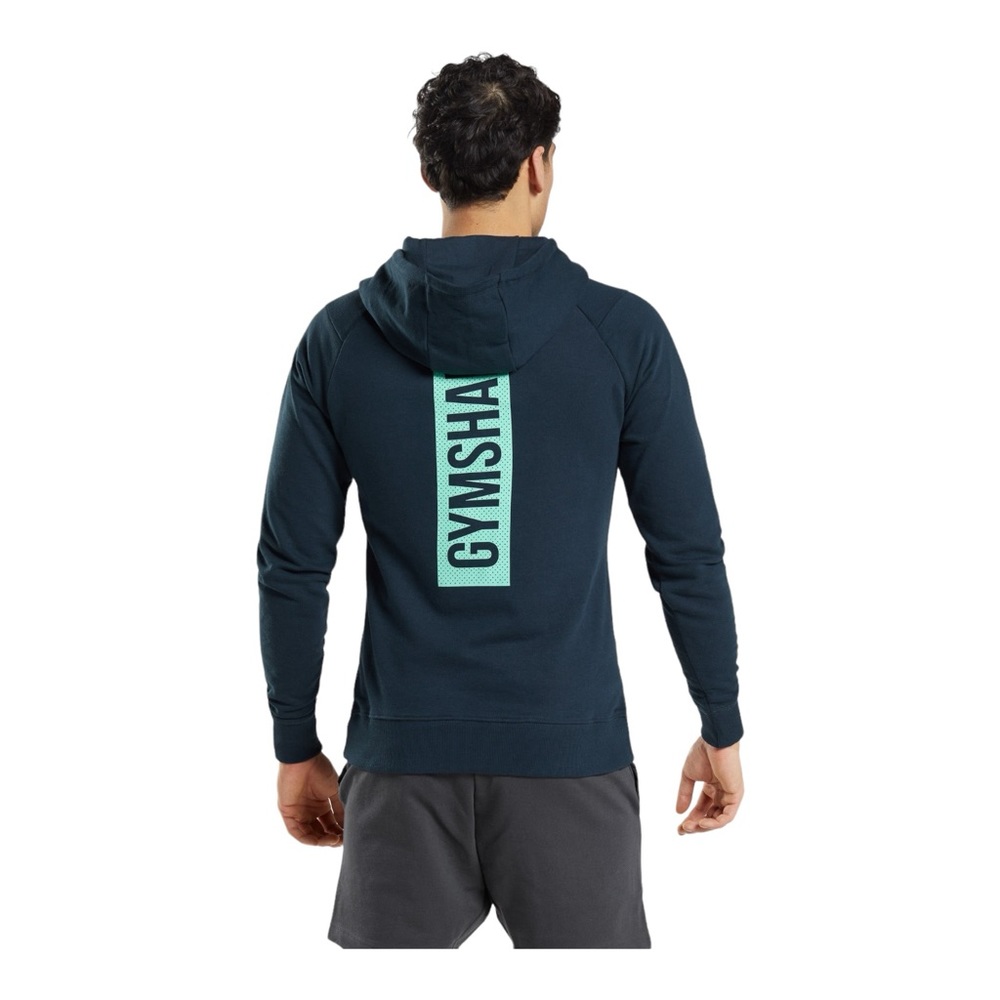 Gymshark Bold Hoodie, Navy, Multiple Sizes, Slim Fit, Men Activewear - Picture 2 of 10